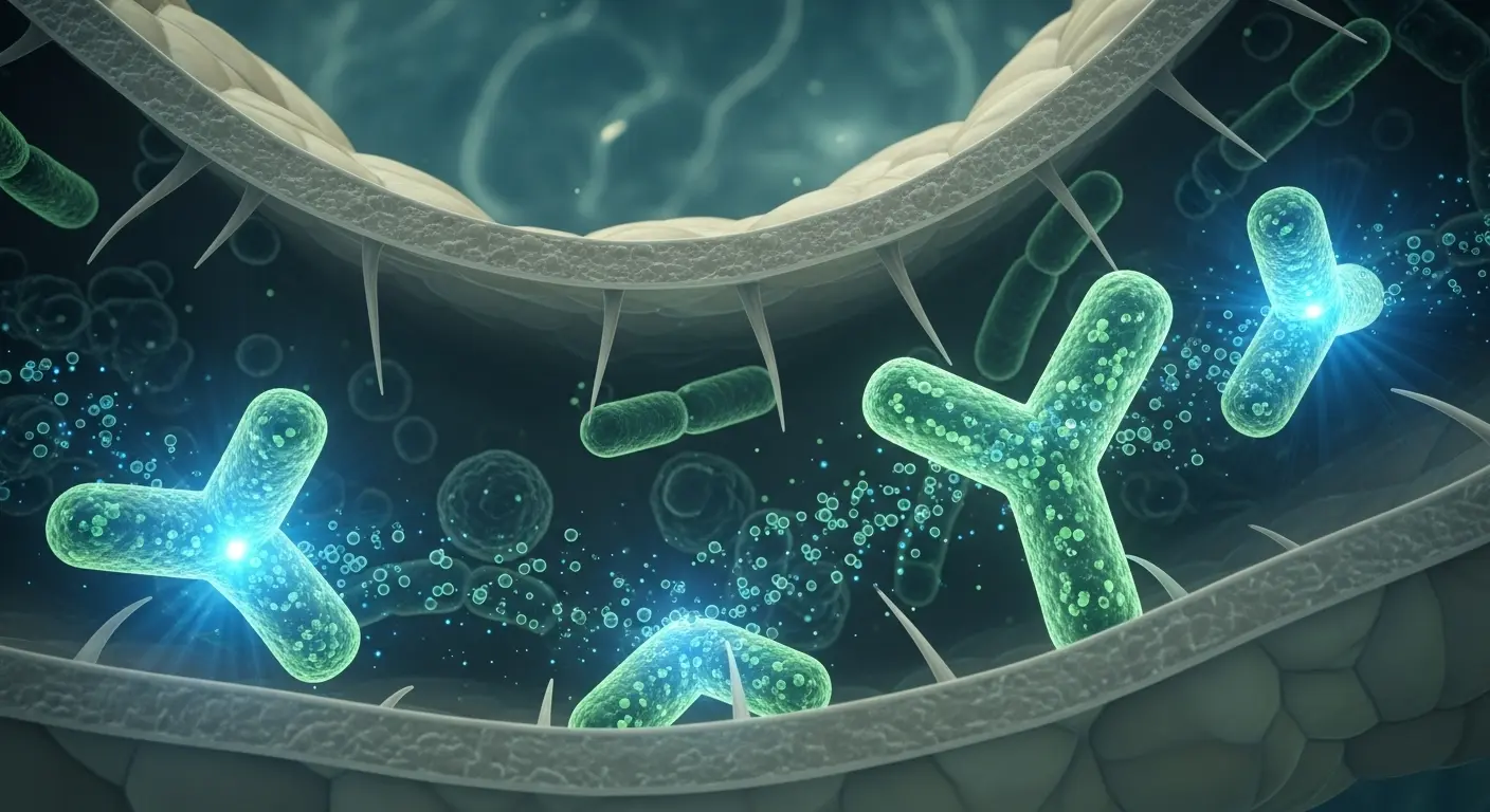 Probiotic strains (Lactobacillus, Bifidobacterium) reduce the growth of putrefactive bacteria in the colon through mechanisms such as nutritional competition, pH modification, secretion of organic acids, and antimicrobial agents